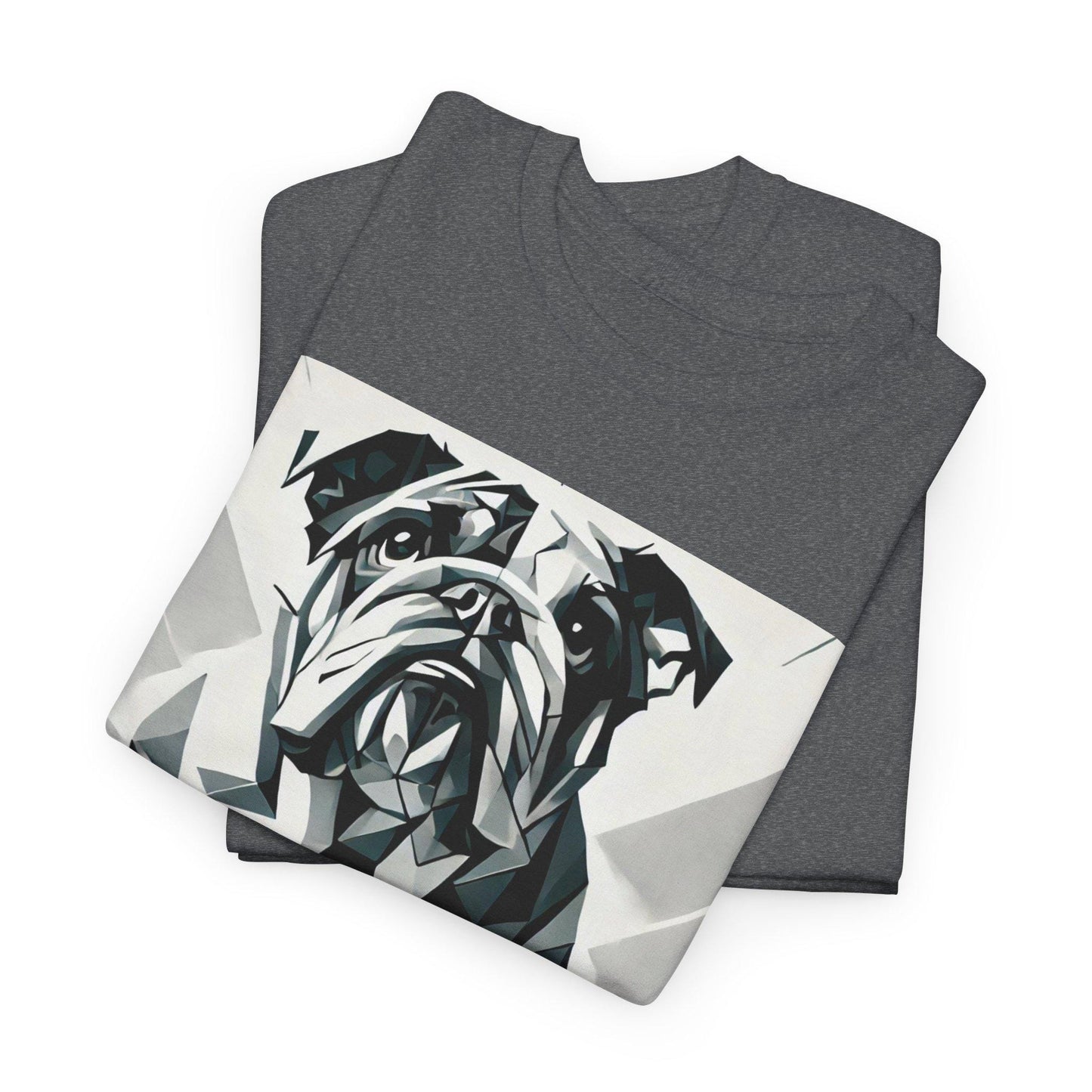 Dog Tee, Bulldog Modern Cubist Design, Unisex LGBT Bulldog Dog Lover Gift, Gay Graphic Top, Unisex Heavy Cotton T-shirt, 7 Colors