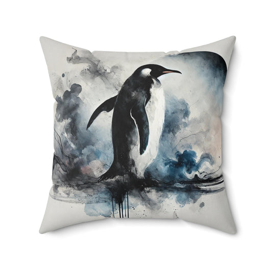 Pillow Modern Abstract Watercolor Penguin 4 Design, Stylish Housewarming Gift, Soft Throw Pillow, Upscale Wall & Office Decor