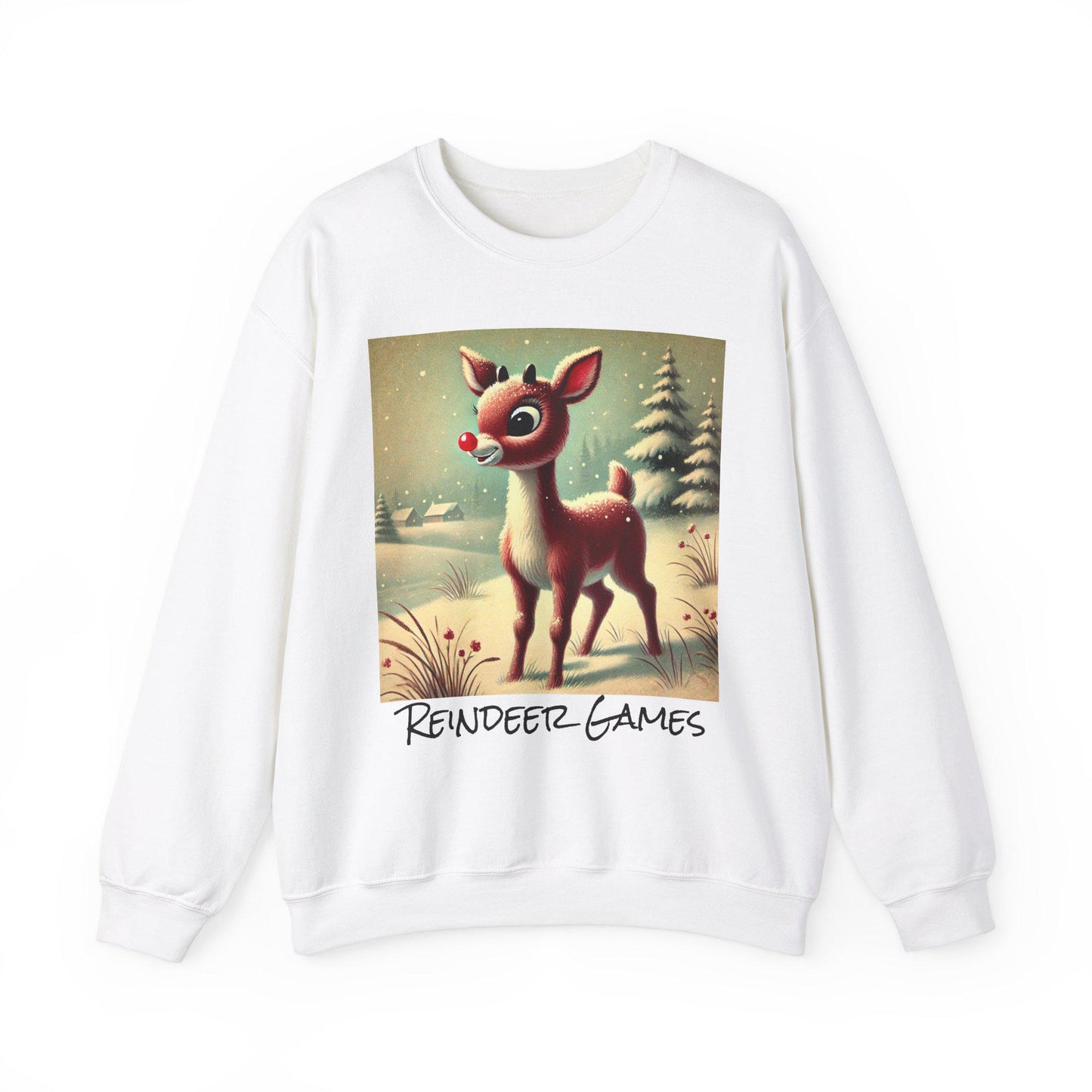 Reindeer Games Unisex Heavy Blend™ Christmas Sweatshirt, Rudolph, Ice Skating, Cute Gift for Partner