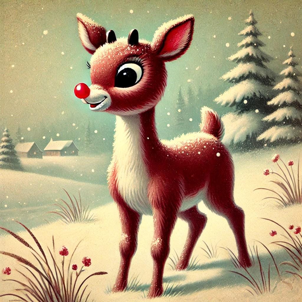 Christmas Throw Pillow Rudolph (14"x14" Square), Holiday Gifts, Christmas Decor, Rudolph the Red-Nosed Reindeer