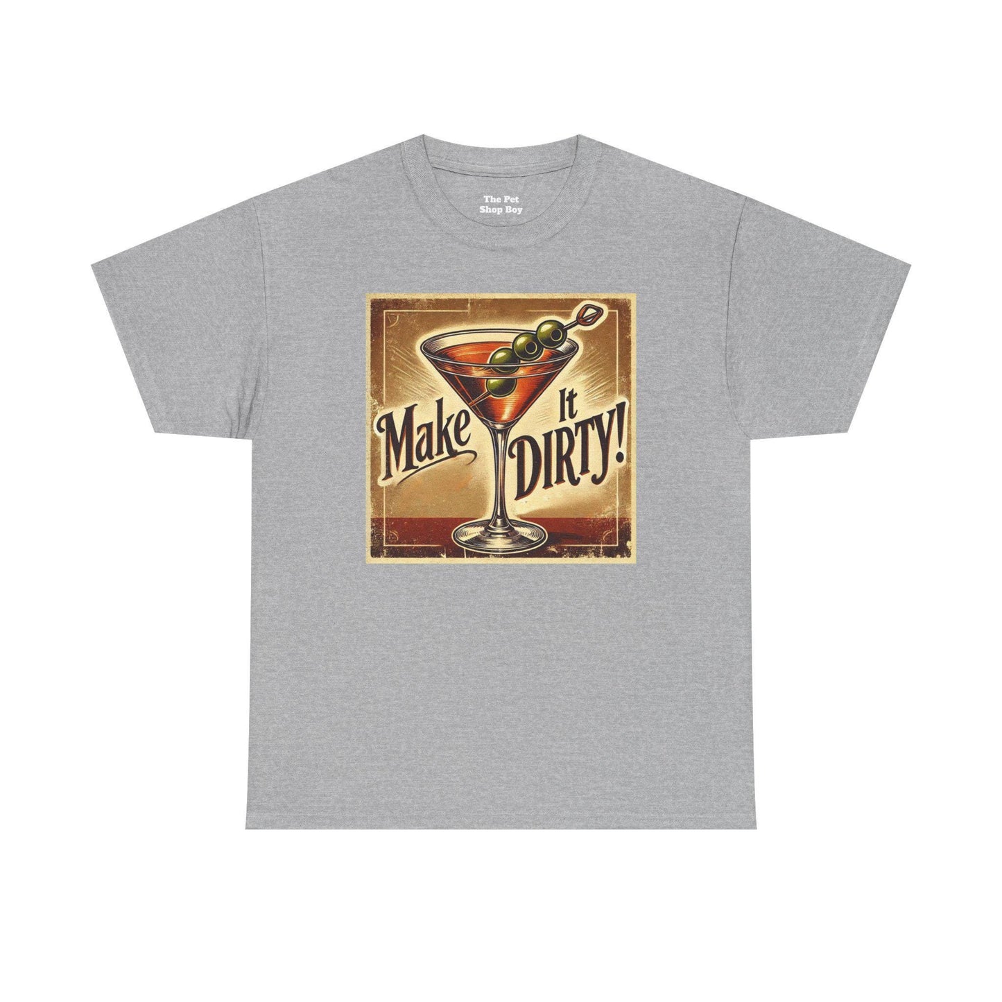 Fun Tee, Vintage Style Dirty Martini Design, Retro Apparel, Graphic Tee Shirt, Martini Lover Gift