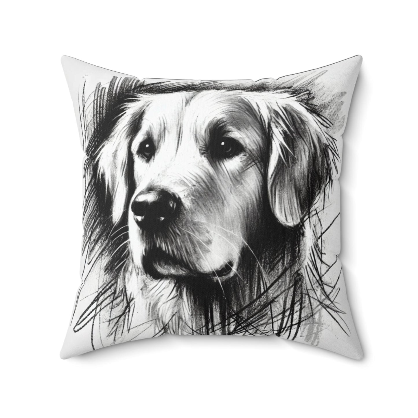 Pillow Golden Retriever Charcoal Sketch Design, LGBT Housewarming, Modern Art Charm, Soft Throw Pillow, Chic Home Decor, Gay Dog Lover Gift