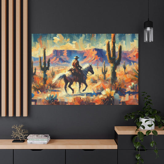 Original Impressionist Southwestern Canvas Print, Matte Stretched Horse Art, 7 Sizes, Wall Decor, Landscape Painting, Home Office Decor