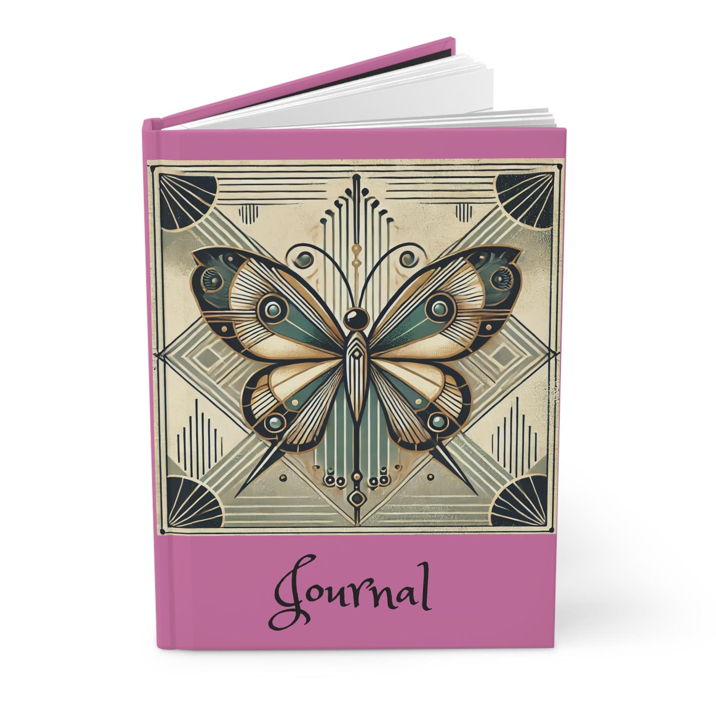Butterfly Journal Hardcover - Vintage Art Deco Design - Book Lovers Gift, Retro Diary, Nature Journal, Literature Notebook