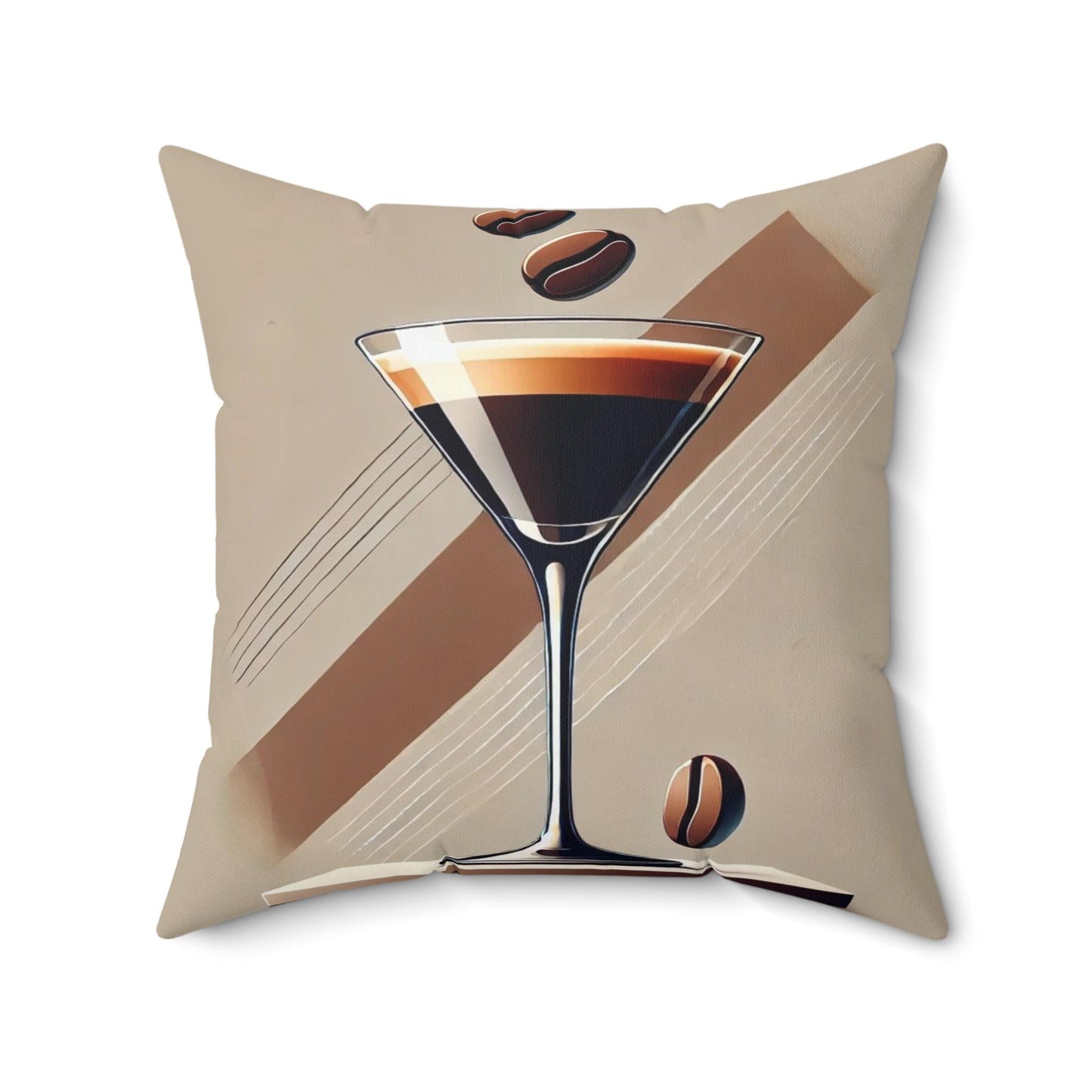 Square Pillow Modern Espresso Martini Design, Housewarming Gift, Retro Charm, Soft Throw Pillow, Fun Accent Home Decor, Martini Lover Gift