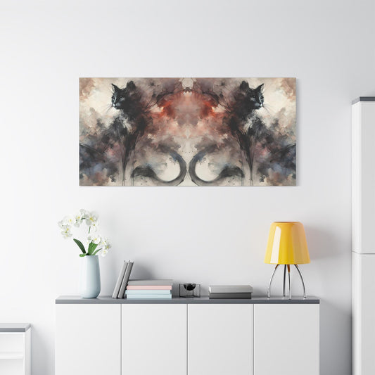 Matte Canvas Print, Original Abstract Watercolor Cat Reflections 2 Portrait, Modern Wall Art, 7 Sizes, Home Decor, Housewarming Gift