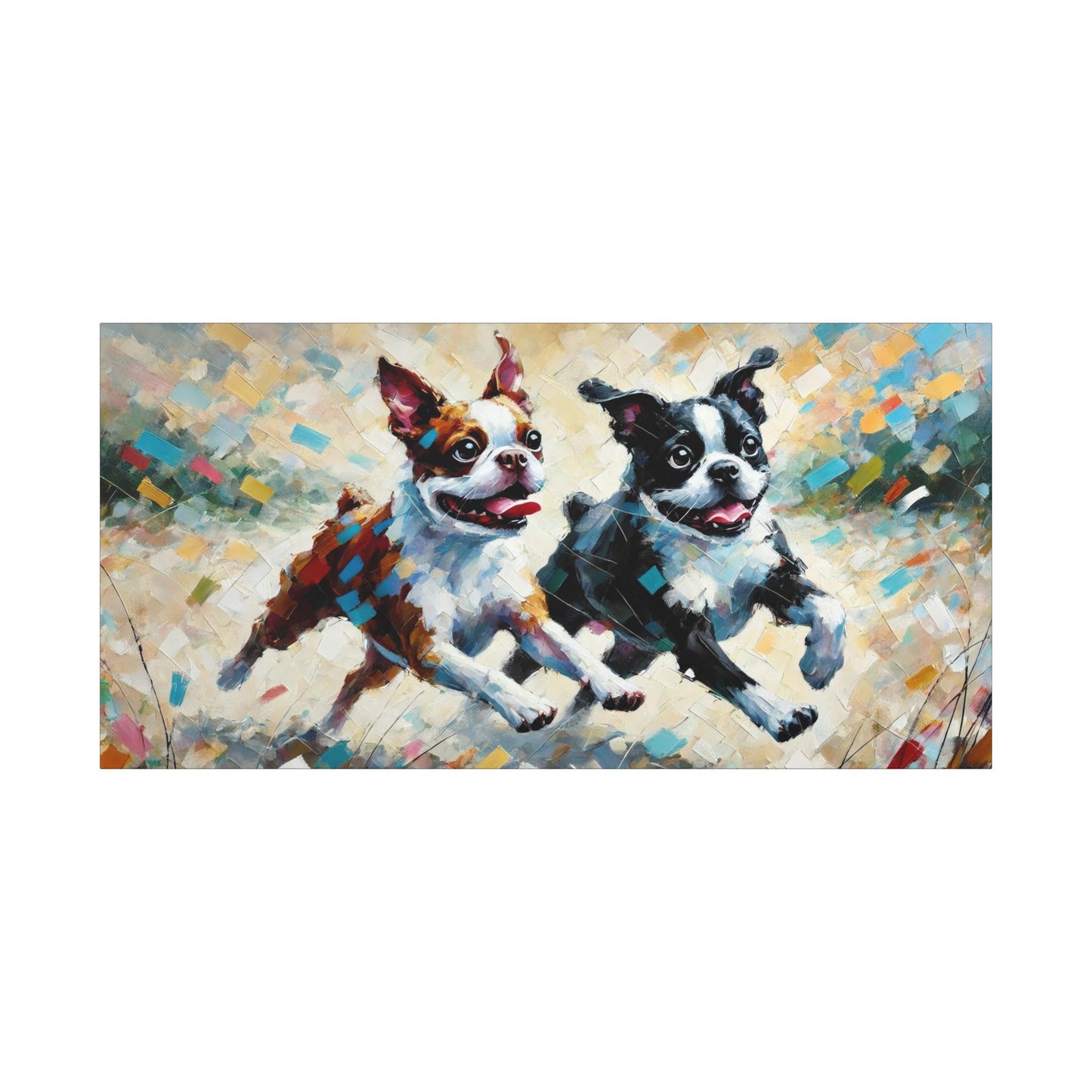 Canvas Print Boston Terrier Modern Impressionist Portrait, LGBT Housewarming Gift, Gay Boston Lover, Matte Stretched Wall Art, 7 Sizes