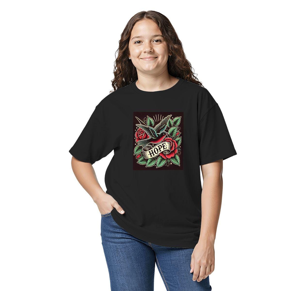 Kids Tee, Cute HOPE Youth T-Shirt, Unique Birthday Gift, Casual Vacation Wear, Original Art Tee, Kid's Fashion Design, Back To School