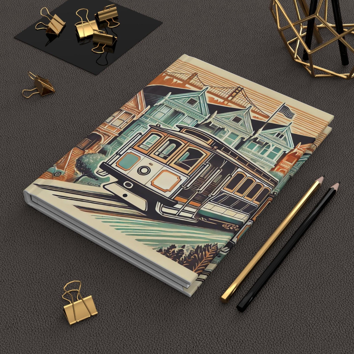 Journal San Francisco Hardcover, Vintage Charm Notebook, Books Lovers Gift, Retro Diary, Trolley Car Journal, Literature Enthusiast