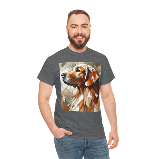 Dog Tee, Golden Retriever Cubist Design, Unisex LGBT Dog Lover Gift, Gay Graphic Top, Unisex Heavy Cotton T-shirt, 7 Colors