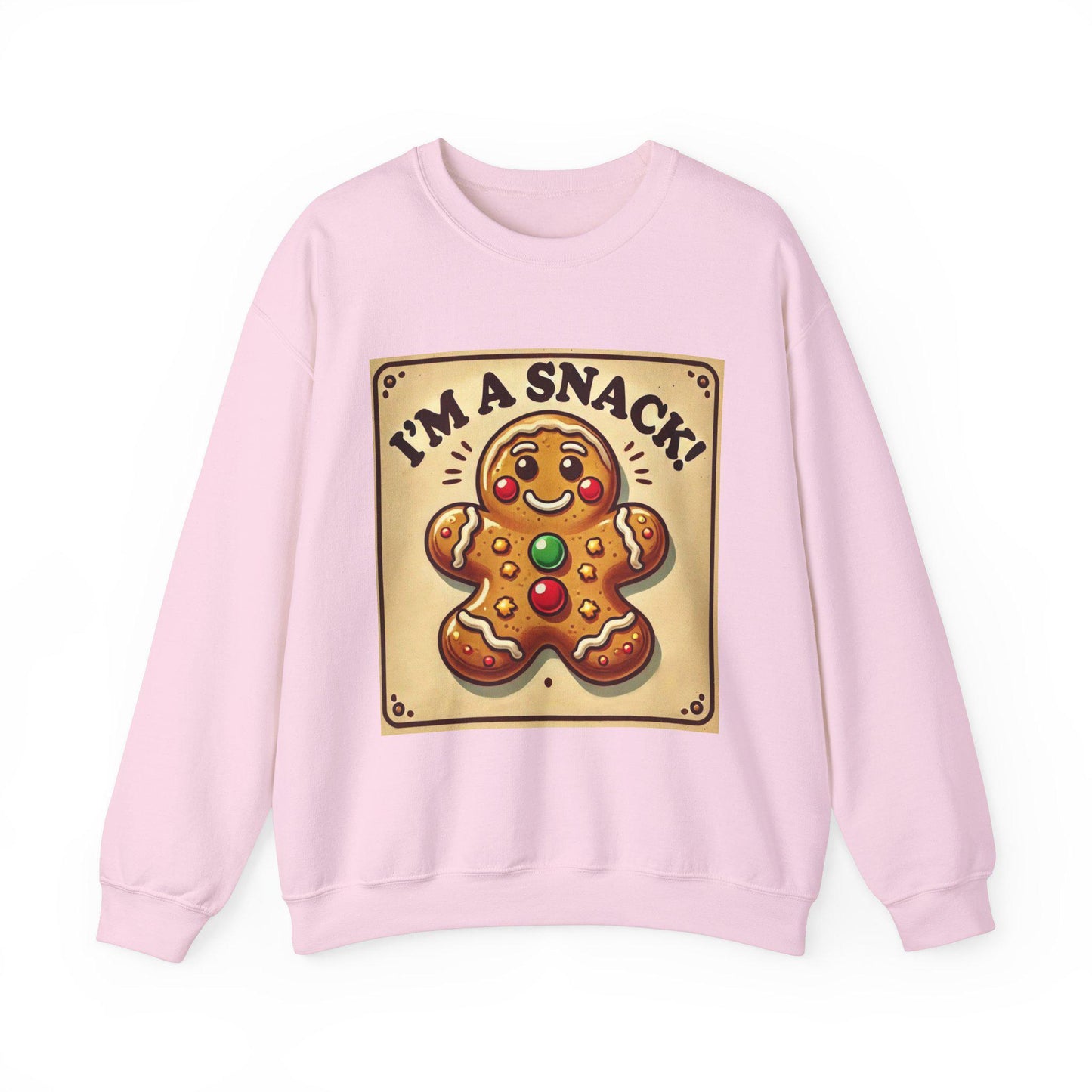 Funny Christmas Unisex Heavy Blend™ Sweatshirt, I'm a Snack Gingerbread Man, Fun Gift for Wife or Girlfriend