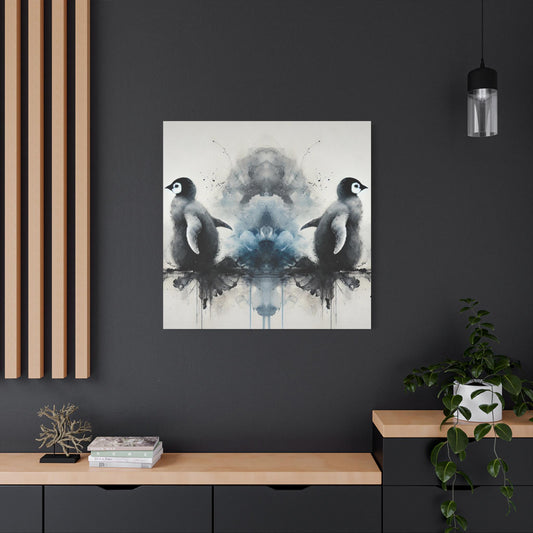 Modern Canvas Print, Original Abstract Watercolor Penguin Reflections 4 Portrait, Stylish Housewarming Gift Canvas Wall Art, Chic Home Decor