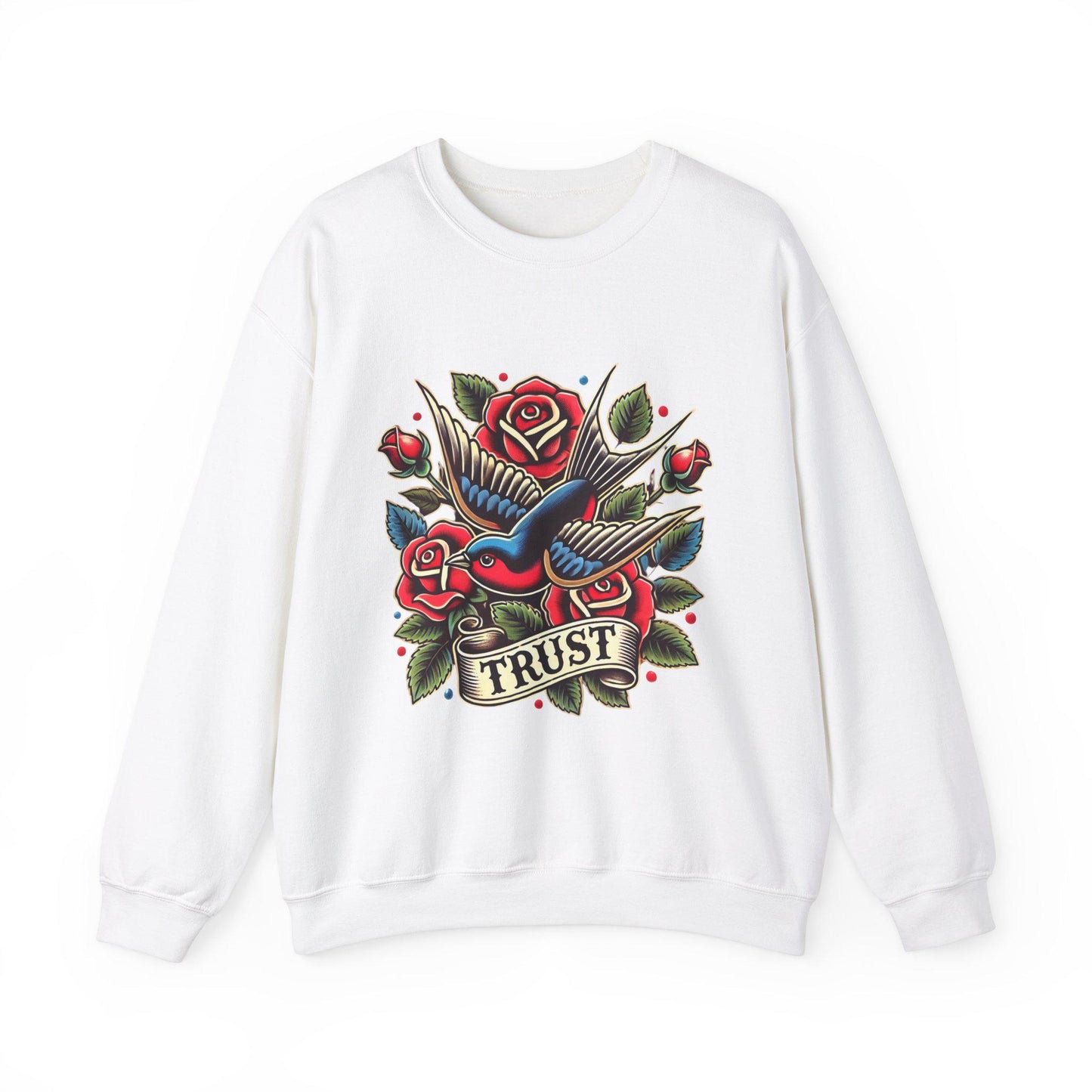 Vintage Tattoo Sweatshirt, TRUST Tattoo Design, Unisex Crewneck Jumper, Vintage Pullover, Gift for Tattoo Lover, Retro Style