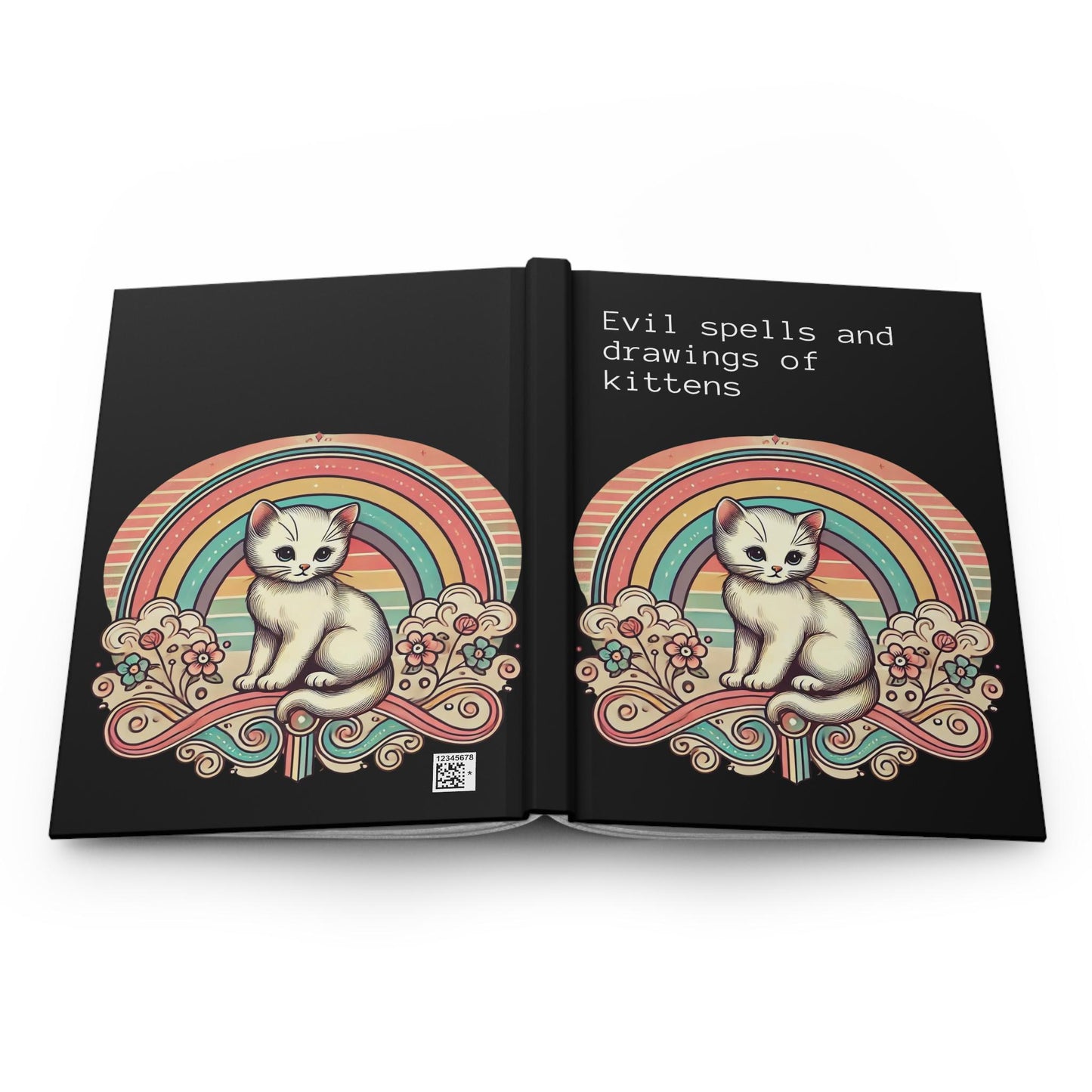 Cat Journal Hardcover - Funny Spells Vintage Design Matte Journal - Humorous Notebook, Book Lovers Gift, Retro Art Diary