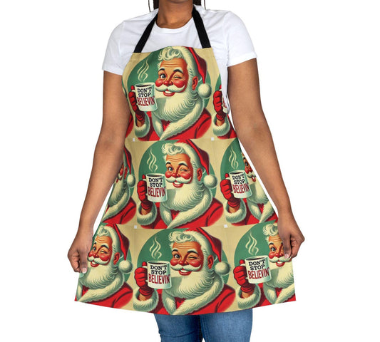 Funny Christmas Gift Apron, 5-Color Straps to Choose From, Grilling, Kiss the Cook, Santa Claus