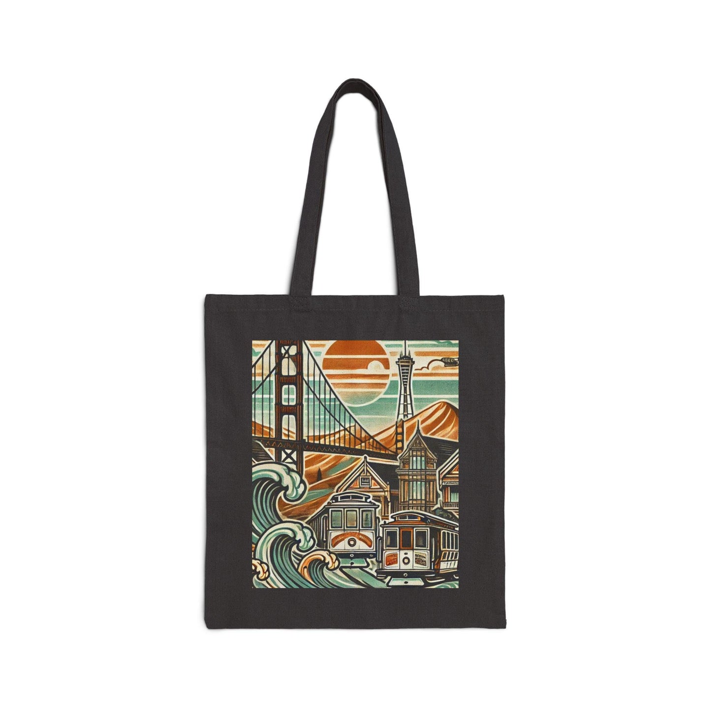 San Francisco Tote Bag, Golden Gate Bridge, Reusable Shopping Bag, Eco-Friendly Grocery Bag, Vintage Design, Travel