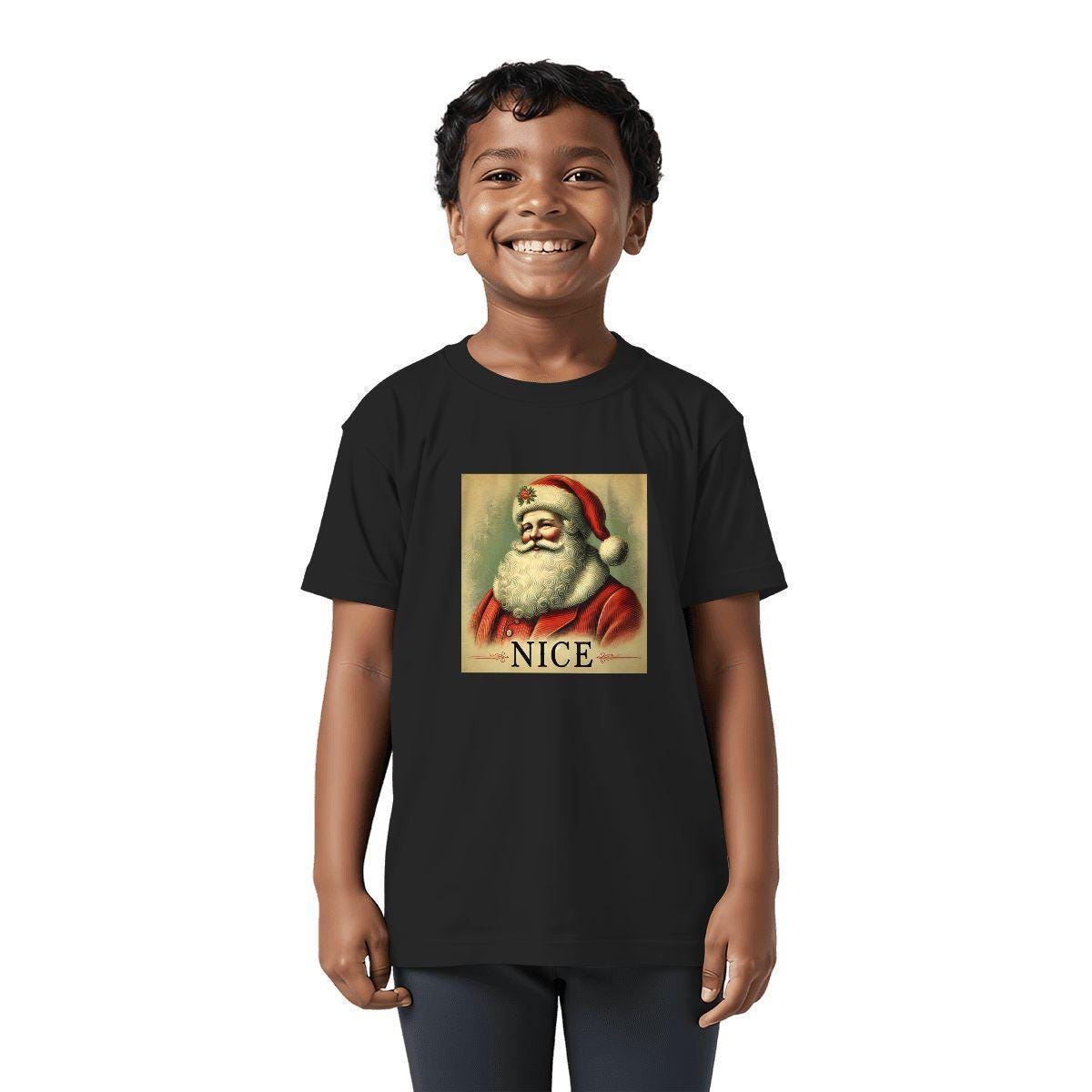 Kids Tee, Fun 'NICE' Youth T-Shirt, Unique Christmas Gift, Casual Vacation Wear, Original Tee, Kid's Fashion, Santa Claus Stocking Stuffer
