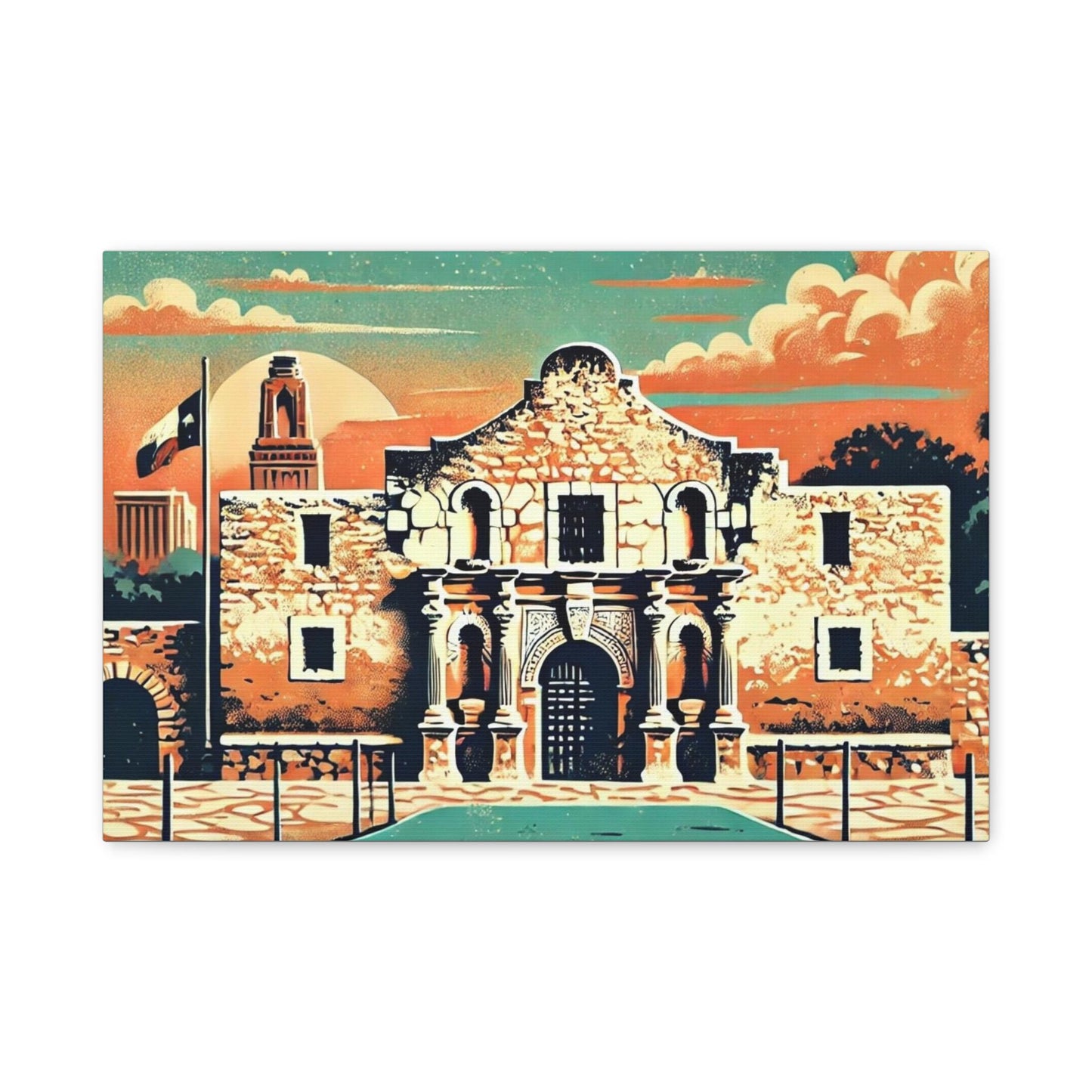 Canvas Print, Alamo San Antonio Texas Wall Art Decor - Housewarming or Birthday Gift, Rustic Charm, Matte Stretched, 1 25" - Home Office