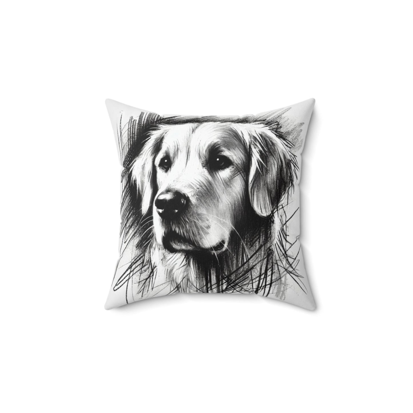 Pillow Golden Retriever Charcoal Sketch Design, LGBT Housewarming, Modern Art Charm, Soft Throw Pillow, Chic Home Decor, Gay Dog Lover Gift