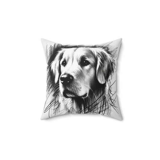 Pillow Golden Retriever Charcoal Sketch Design, LGBT Housewarming, Modern Art Charm, Soft Throw Pillow, Chic Home Decor, Gay Dog Lover Gift