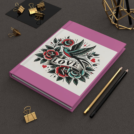 Bird Journal Hardcover - Vintage Tattoo LOVE Design - Retro Charm Notebook, Book Lovers Gift, Diary - Nature Journal - Literature