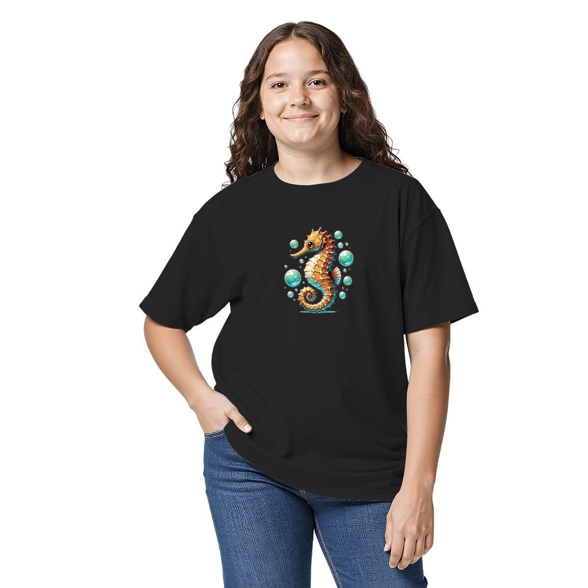 Kids Tee, Fun Seahorse Youth T-Shirt, Unique Birthday Gift, Casual Vacation Wear, Original Art Tee, Kid's Fashion Design, Back To School