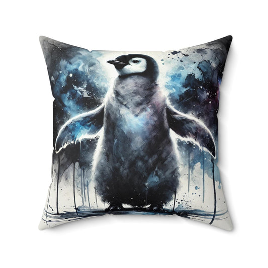 Pillow Modern Abstract Watercolor Penguin 1 Design, Stylish Housewarming Gift, Soft Throw Pillow, Upscale Wall & Office Decor