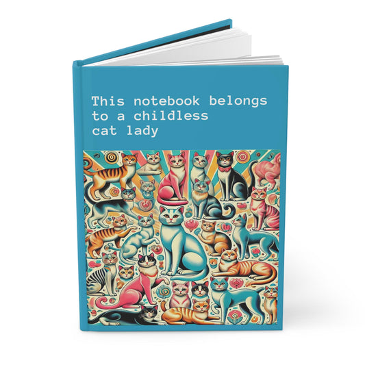 Cat Lady Journal Hardcover - Funny Vintage Design Matte Journal - Humorous Notebook, Book Lovers Gift, Retro Art Diary, Childless Cat Lady