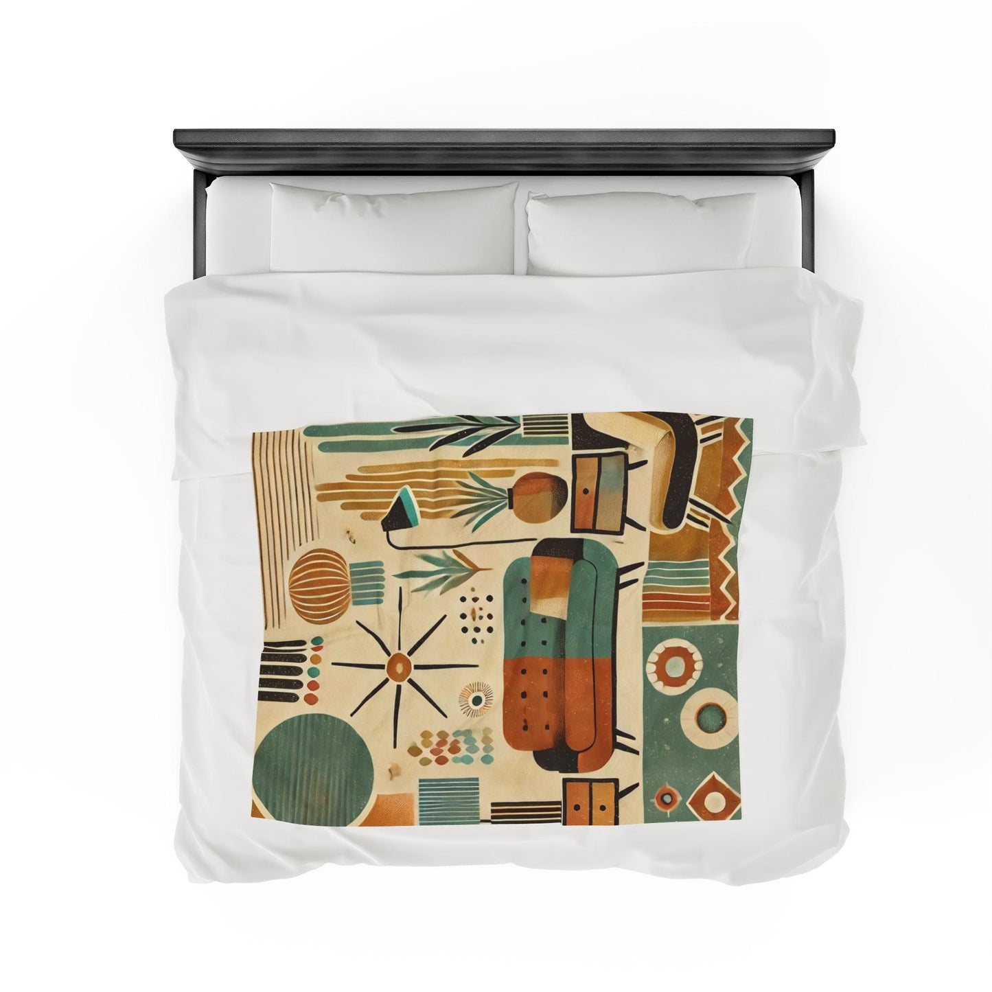 Plush Blanket, Mid-Century Modern Design, Soft Fleece Throw, Housewarming Gift, Chic Home Decor, Bauhaus Theme, Warm Bedding