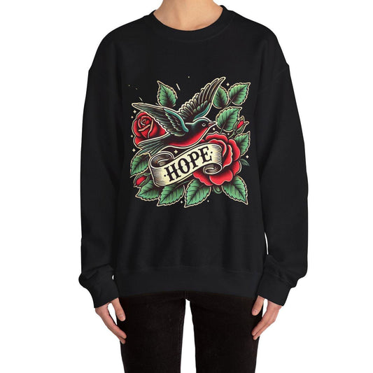 Vintage Tattoo Sweatshirt, HOPE Tattoo Design, Unisex Crewneck Jumper, Vintage Pullover, Gift for Tattoo Lover, Retro Style