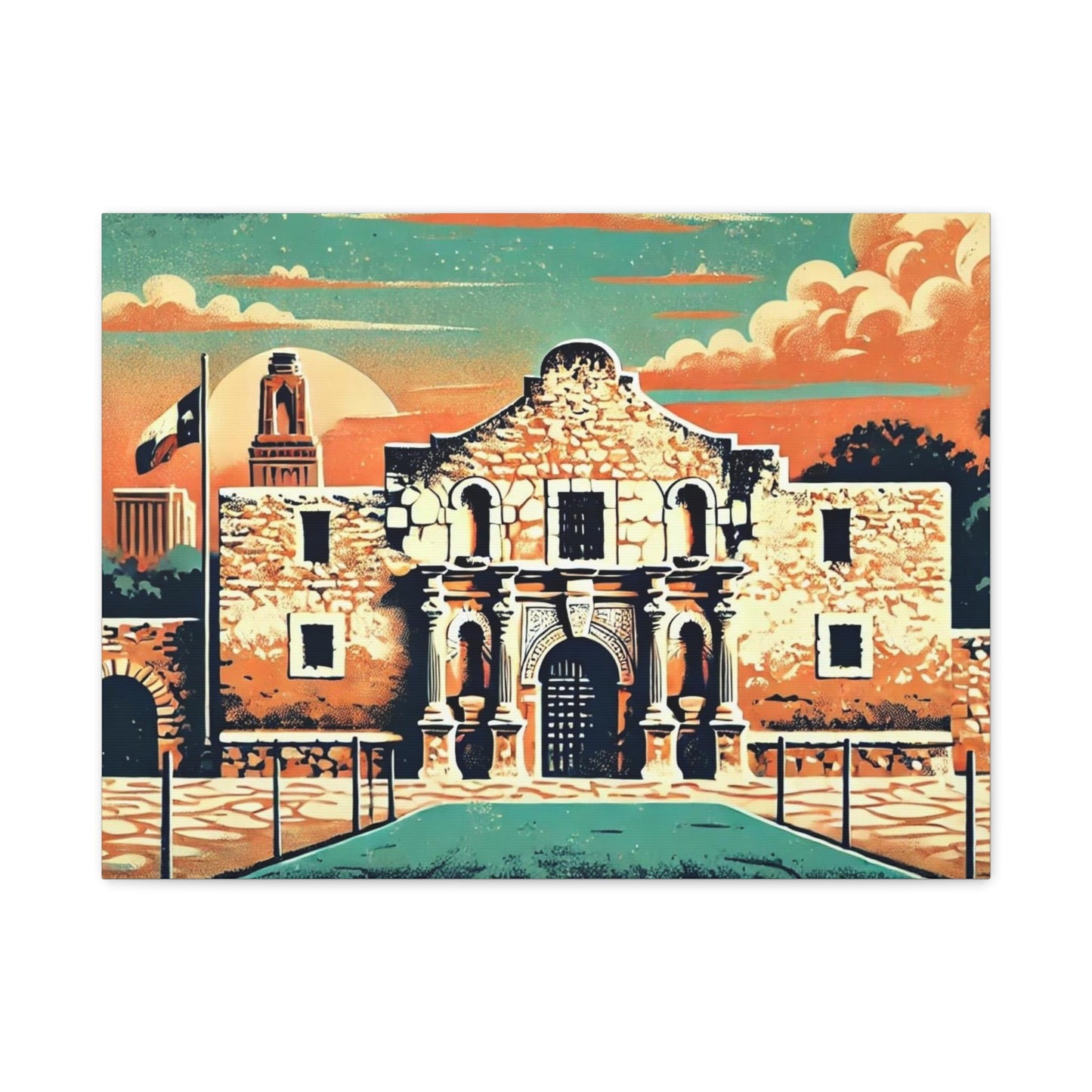 Canvas Print, Alamo San Antonio Texas Wall Art Decor - Housewarming or Birthday Gift, Rustic Charm, Matte Stretched, 1 25" - Home Office