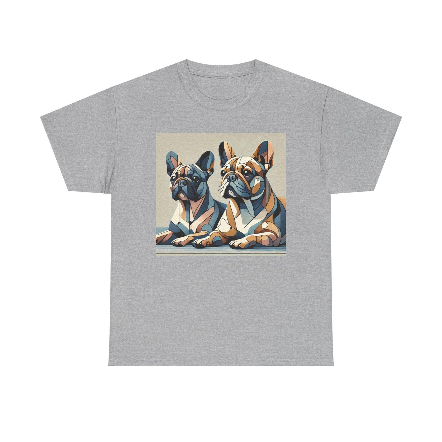 Dog Tee, French Bulldog Modern Cubist Design, Unisex LGBT Frenchie Dog Lover Gift, Gay Graphic Top, Unisex Heavy Cotton T-shirt, 7 Colors