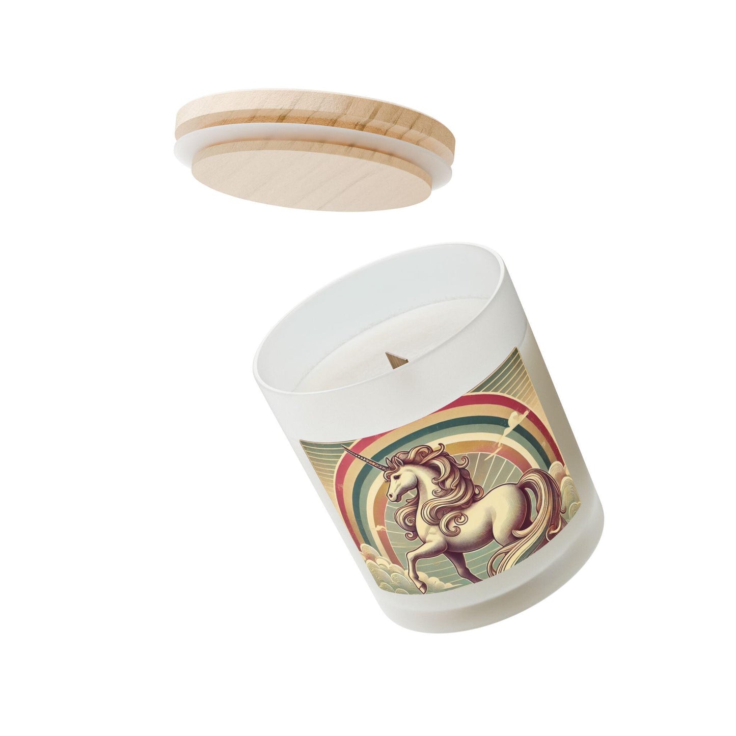 Copy of Frosted Glass Candle 11oz, Rainbow Unicorn Design, Relaxing Soy Candle, Cute Housewarming Gift, Fun Home Decor, Aromatherapy Candle