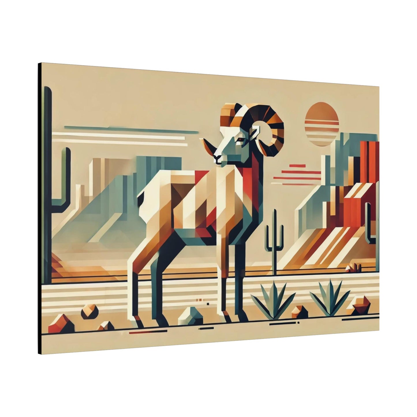 Original Modern Cubist Bighorn Canvas Print, Matte Stretched Art, 7 Sizes Available, Wall Decor, Landscape Painting, Home Office Decor
