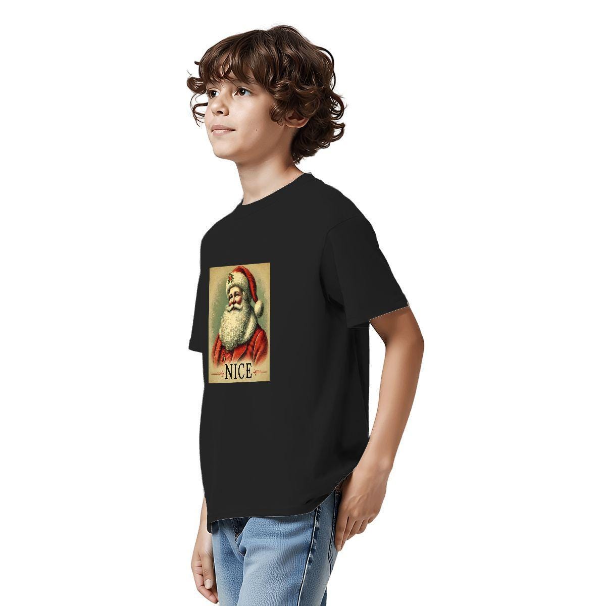 Kids Tee, Fun 'NICE' Youth T-Shirt, Unique Christmas Gift, Casual Vacation Wear, Original Tee, Kid's Fashion, Santa Claus Stocking Stuffer