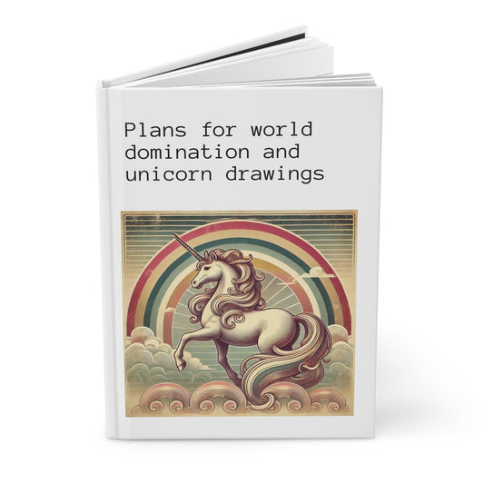 Unicorn Journal Hardcover - Funny Domination Vintage Design Turquoise Matte Journal - Humorous Notebook, Book Lovers Gift, Retro Art Diary
