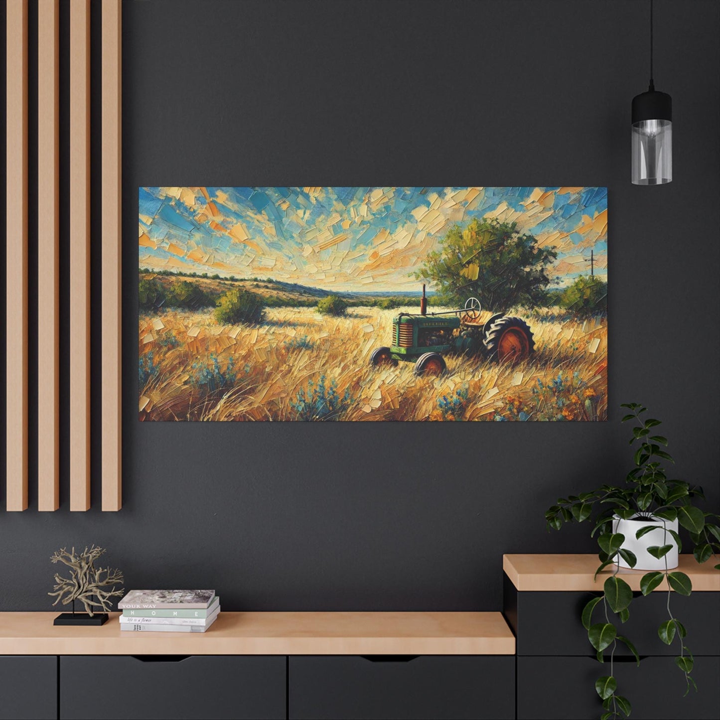 Original Impressionist Tractor Canvas Print, Matte Stretched Art, 7 Sizes Available, Wall Decor, Landscape Painting, Home Office Decor