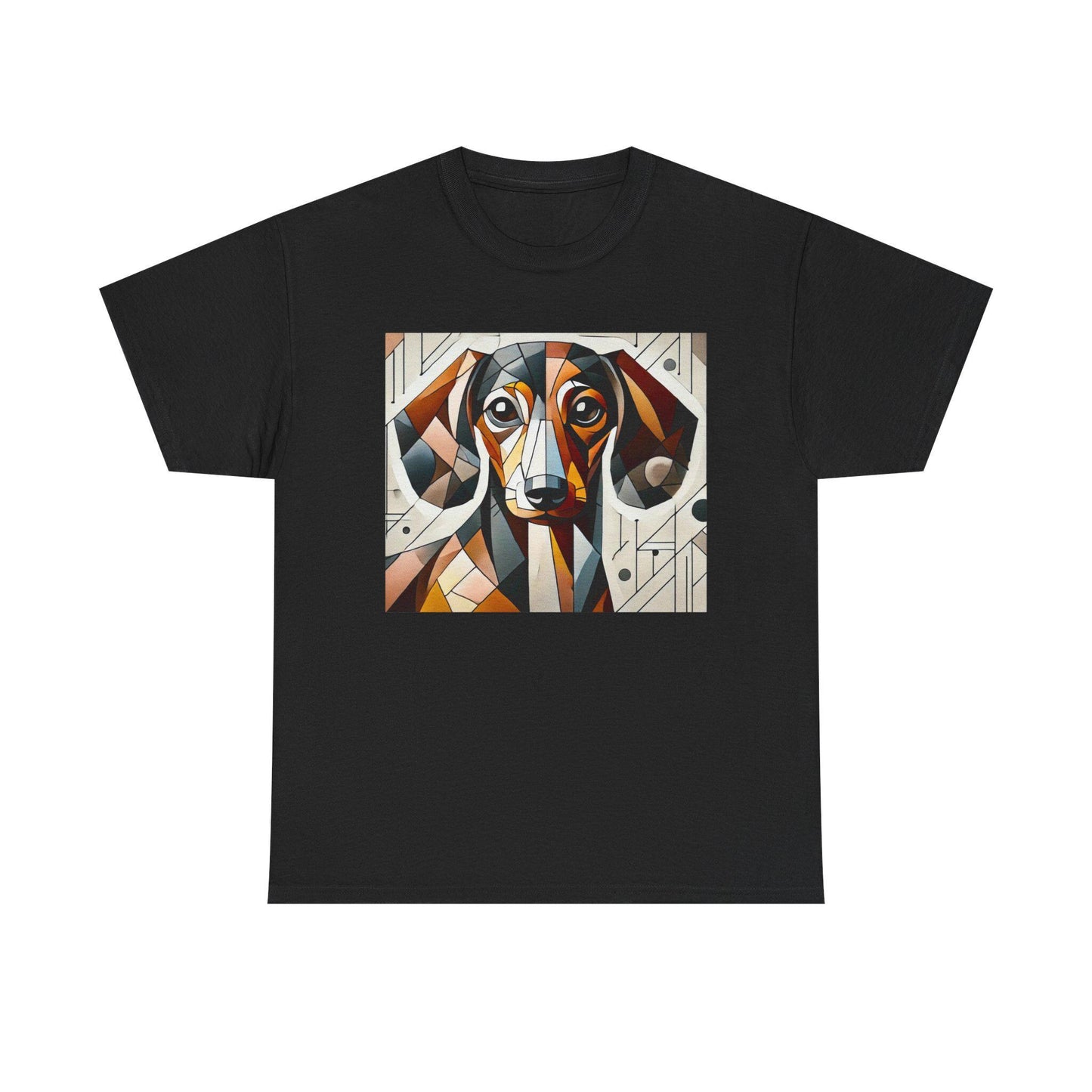 Dog Tee, Dachshund Modern Cubist Design, Unisex LGBT Weenie Dog Lover Gift, Gay Graphic Top, Unisex Heavy Cotton T-shirt, 7 Colors