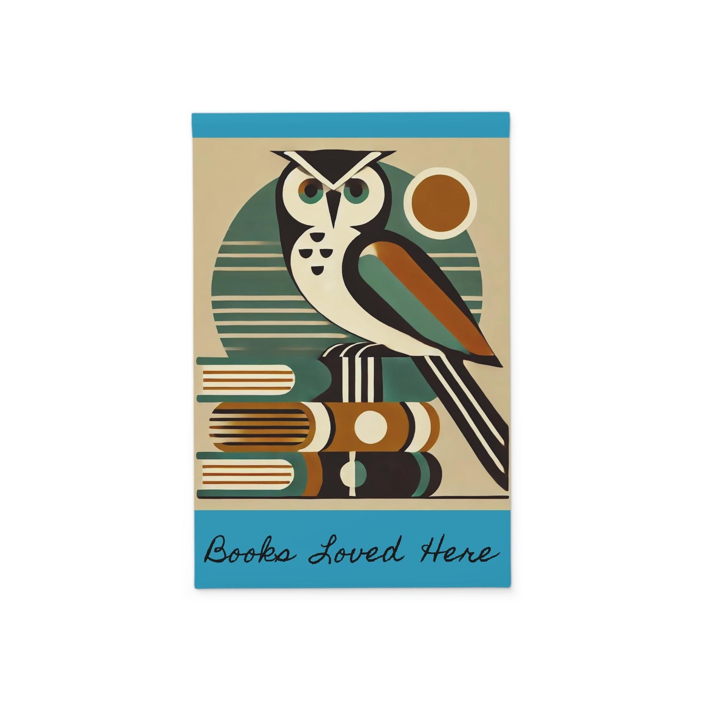 Garden Banner, Book Owl - Mid-Century Modern Theme, Nature Lovers Outdoor Flag Decor, Fall Yard Decoration, Garden Wall Art, Book Lover