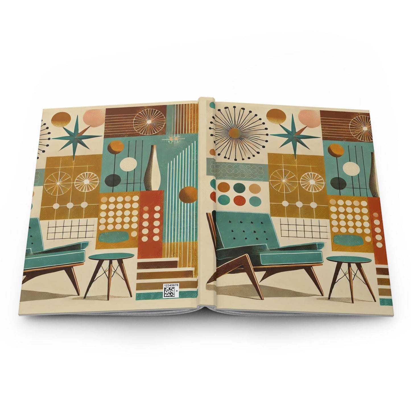 Journal Hardcover, Mid-Century Vintage Charm Notebook, Books Lovers Gift, Retro Matte Diary, Design Lovers Journal, Literature Enthusiast