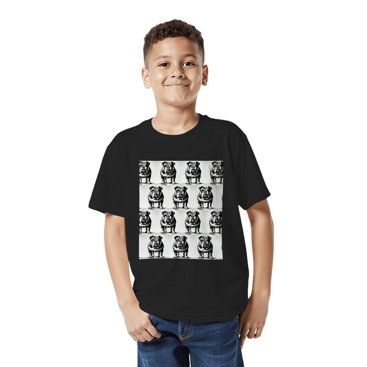 Kids Tee, Fun Bulldog Youth T-Shirt, Unique Birthday Gift, Casual Vacation Wear, Original Art Tee, Kid's Fashion Design, Back To School