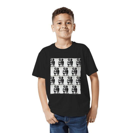 Kids Tee, Fun Bulldog Youth T-Shirt, Unique Birthday Gift, Casual Vacation Wear, Original Art Tee, Kid's Fashion Design, Back To School
