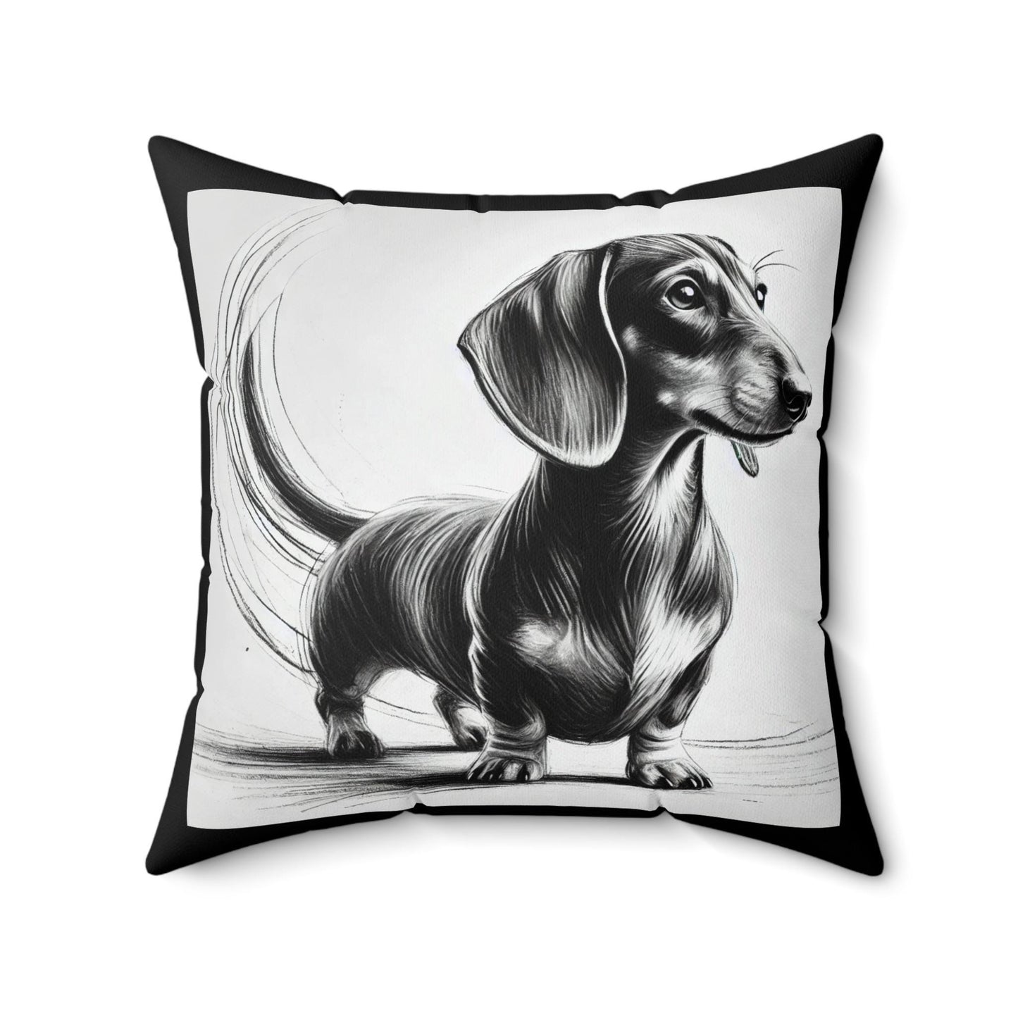 Pillow Dachshund Original Charcoal Sketch Design, LGBT Housewarming, Soft Throw Pillow, Chic Home Decor, Gay Weiner Dog Lover Art Gift