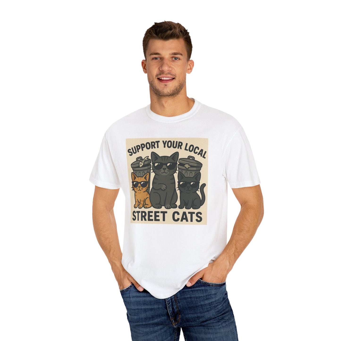 Support Your Local Street Cats T-shirt, Funny Cat Lover Tee, Unisex Vintage Style Shirt, Gift for Cat Owners, Animal Rescue Shirt, Cat Mom