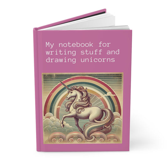 Unicorn Journal Hardcover - Funny Vintage Design Pink Matte Journal - Humorous Notebook, Book Lovers Gift, Retro Art Diary