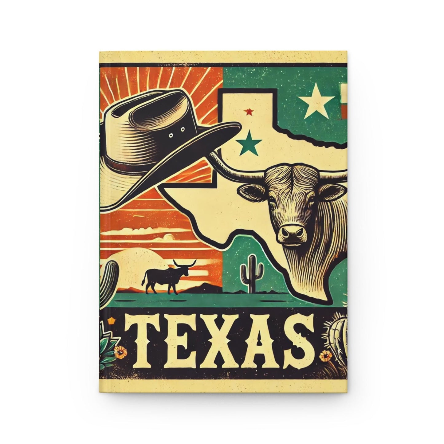 Journal Texas Hardcover, Rustic Charm Notebook, Books Lovers Gift, Retro Diary, Longhorn Journal, Literature Enthusiast