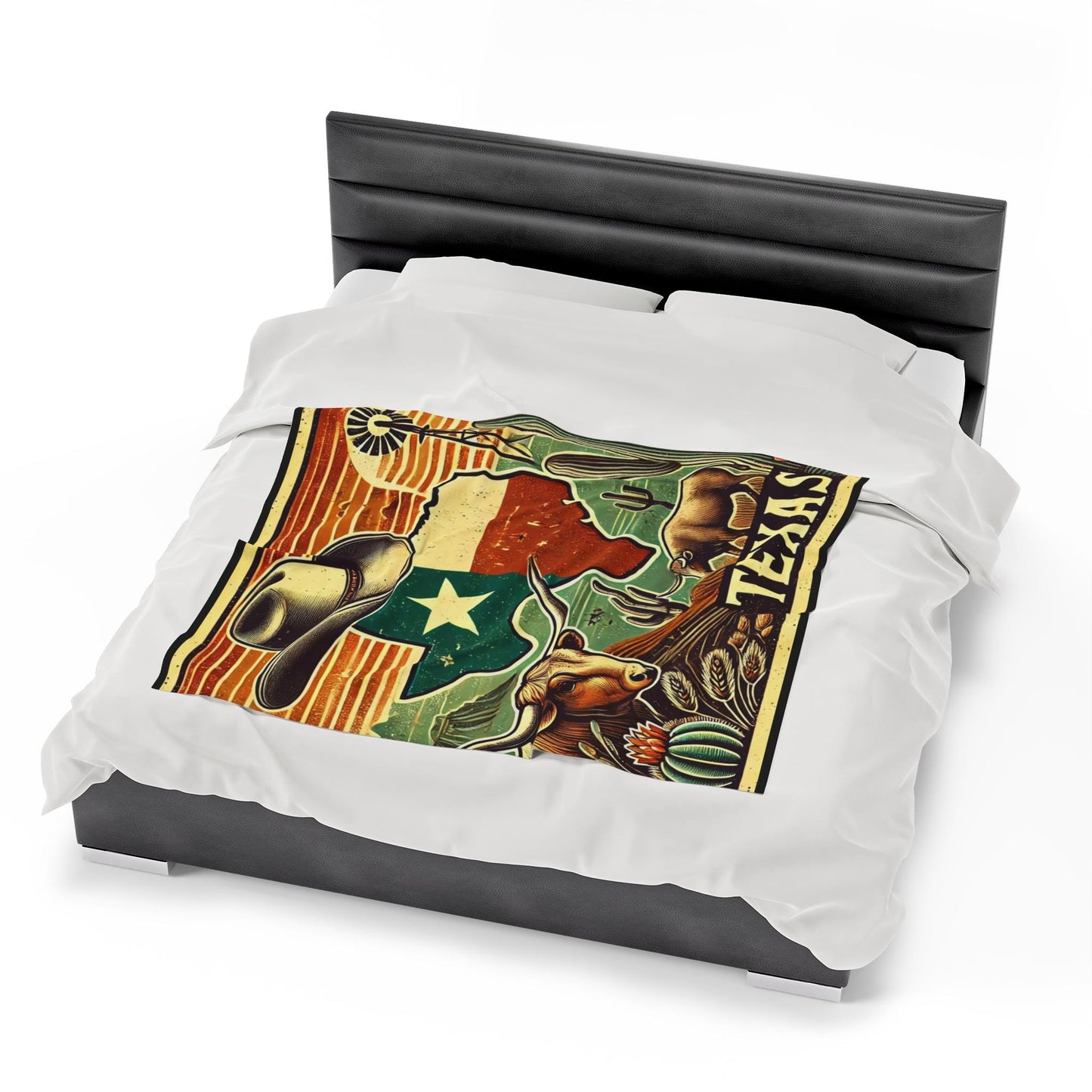 Plush Blanket, Texas Longhorn Design, Housewarming Gift, Rustic Decor, Soft Fleece Throw, Warm Bedding, Cozy Homeware, Western Theme Blanket