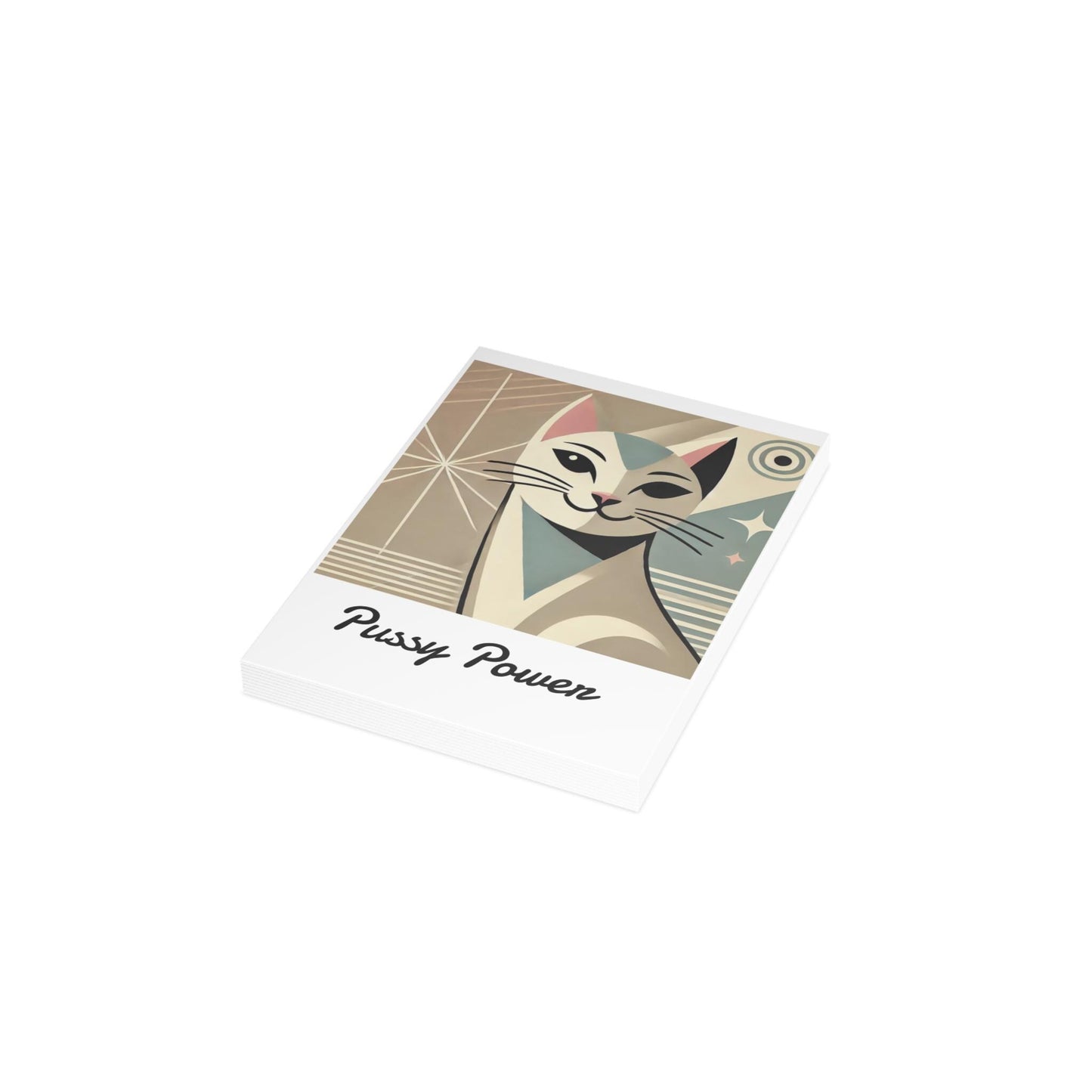 10 Greeting Cards Set, Notecards with Envelopes, Funny Pussy Power Cat Design, Queer Stationery Set, Gift for Lesbian, LGBT Pride Cards