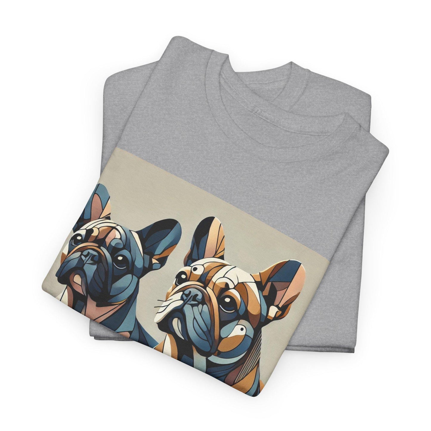 Dog Tee, French Bulldog Modern Cubist Design, Unisex LGBT Frenchie Dog Lover Gift, Gay Graphic Top, Unisex Heavy Cotton T-shirt, 7 Colors