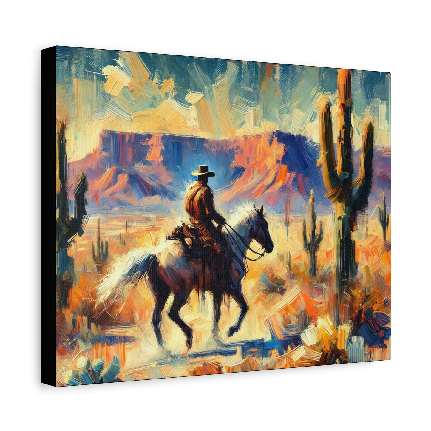 Original Impressionist Southwestern Canvas Print, Matte Stretched Horse Art, 7 Sizes, Wall Decor, Landscape Painting, Home Office Decor